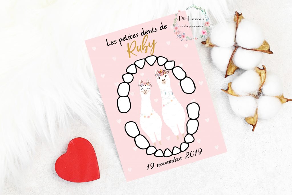 Carte dents de lait Personnalisée : Lama Alpaga - Mes petits souvenirs