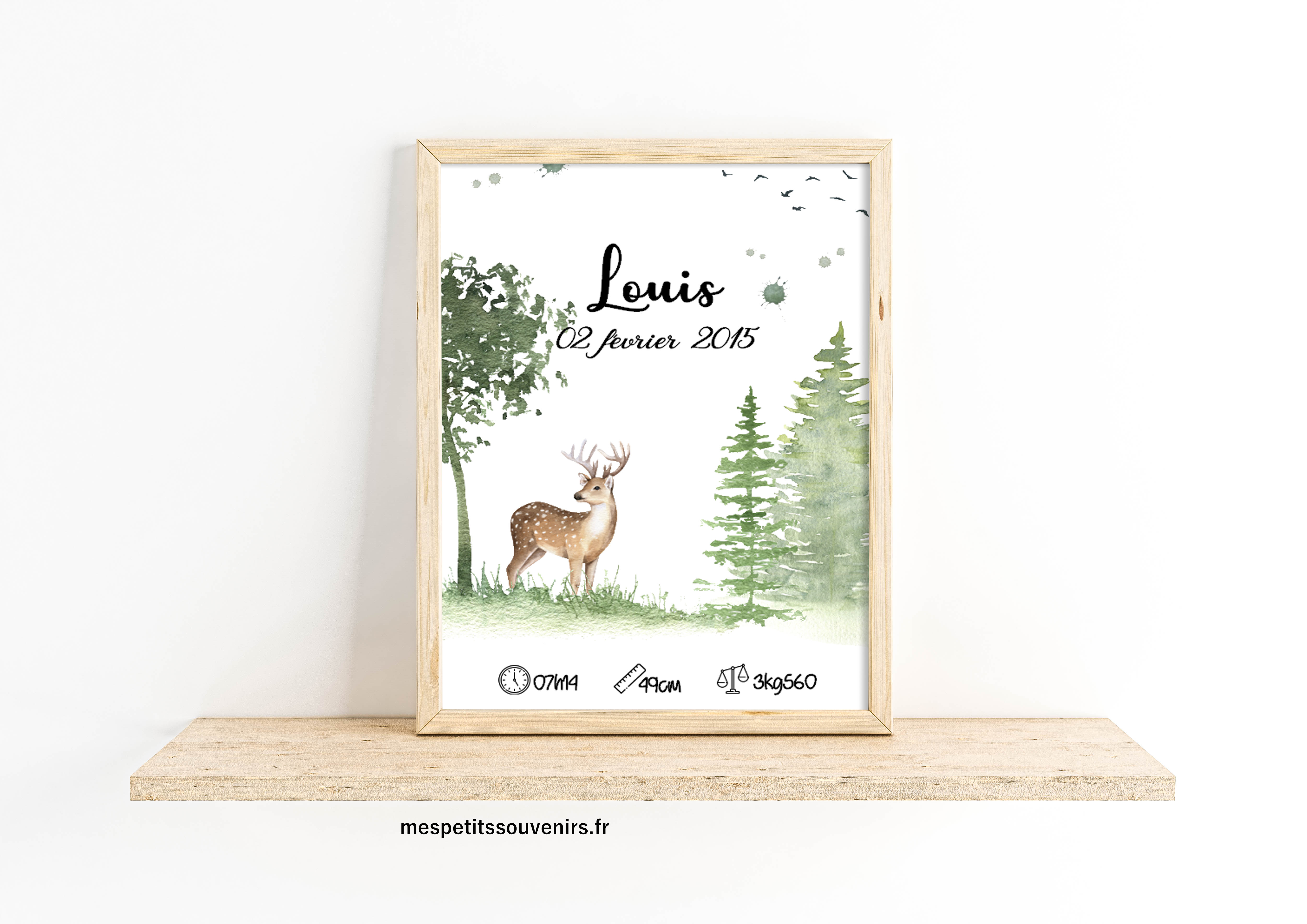 Affiche enfant animaux de la forêt personnalisable, affiche bébé